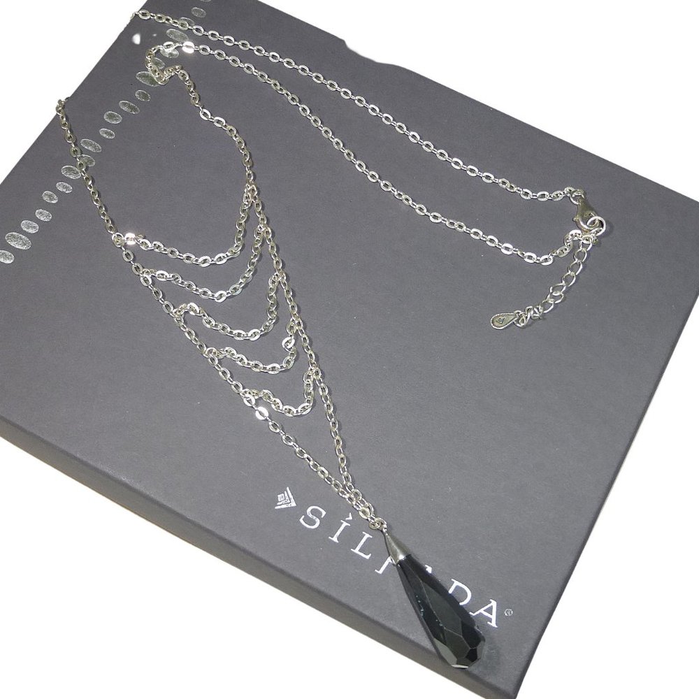 Silpada N2915 Sterling Silver Hematite Veil Necklace .925 Pendant